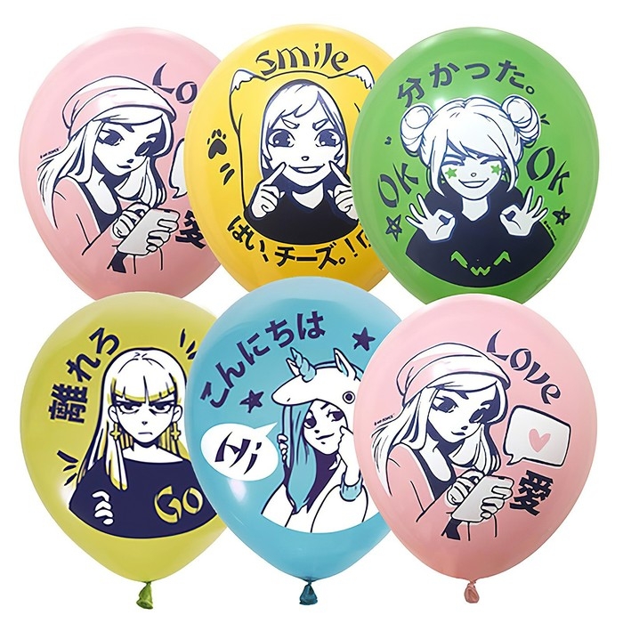 Шар латексный 12" &laquo;Девчонки Аниме&raquo; ассорти, набор 5 шт. МИКС