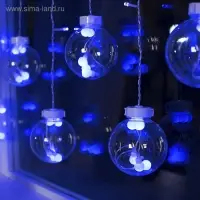 Гирлянда &laquo;Бахрома&raquo; 2.4&times;0.7 м с насадками &laquo;Шарики&raquo;, IP20, прозрачная нить, 108 LED, свечение синее, 8 режимов, 220 В