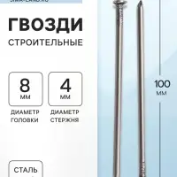 Гвозди ТУНДРА, строительные, ГОСТ 4028-63, без покрытия, 4&times;100 мм, фасовка 1 кг