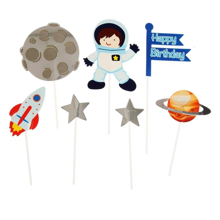 Набор для украшения торта «С днём рождения. Космос», 7 шт. Набор для украшения торта «С днём рождения. Космос», 7 шт.