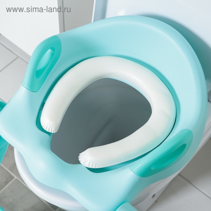 Детская накладка - сиденье на унитаз, мягкое, со ступенькой, цвет бирюзовый Детская накладка - сиденье на унитаз, мягкое, со ступенькой, цвет бирюзовый