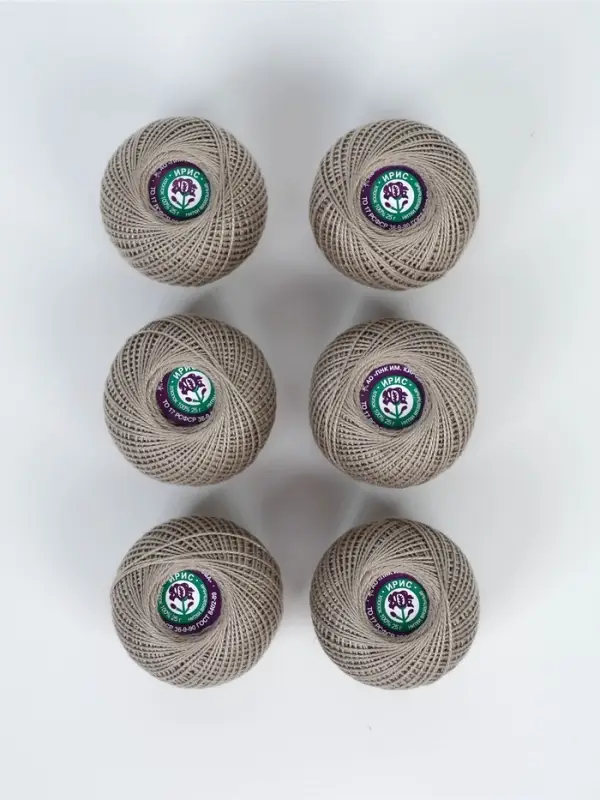 Нитки вязальные "Ирис" 150м/25г 100% мерсеризованный хлопок Набор 6шт (6601)