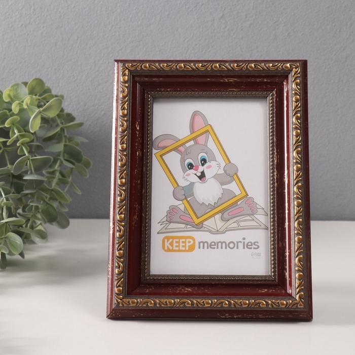 Фоторамка пластик Фоторамка пластик "Вавилон" 10х15 см, красно-бордовый