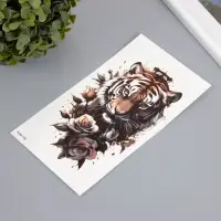Переводная тату на тело цветная &laquo;Тиг в розах&raquo;, 11.4&times;21 см