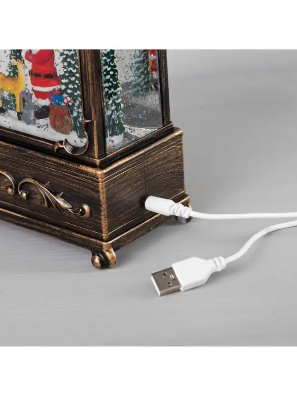 Светодиодная фигура &laquo;Дед Мороз и оленёнок&raquo; 14.5&times;22&times;8 см, металл, от батареек ААх3, USB, свечение тёплое белое