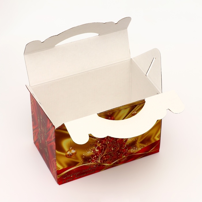 Подарочная коробка Подарочная коробка "Праздничный шелк в красном" новогодняя Чемоданчик средний 20 x 12 x 19