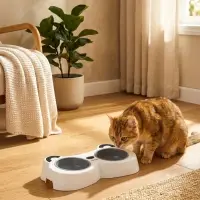 Миска пластиковая двойная "Панда" 2 х 160 мл, серая