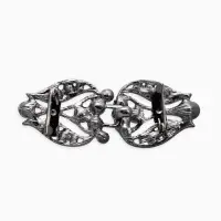 Зажим для кардигана "Ажур", бутон, цвет серо-белый в сером Зажим для кардигана "Ажур", бутон, цвет серо-белый в сером