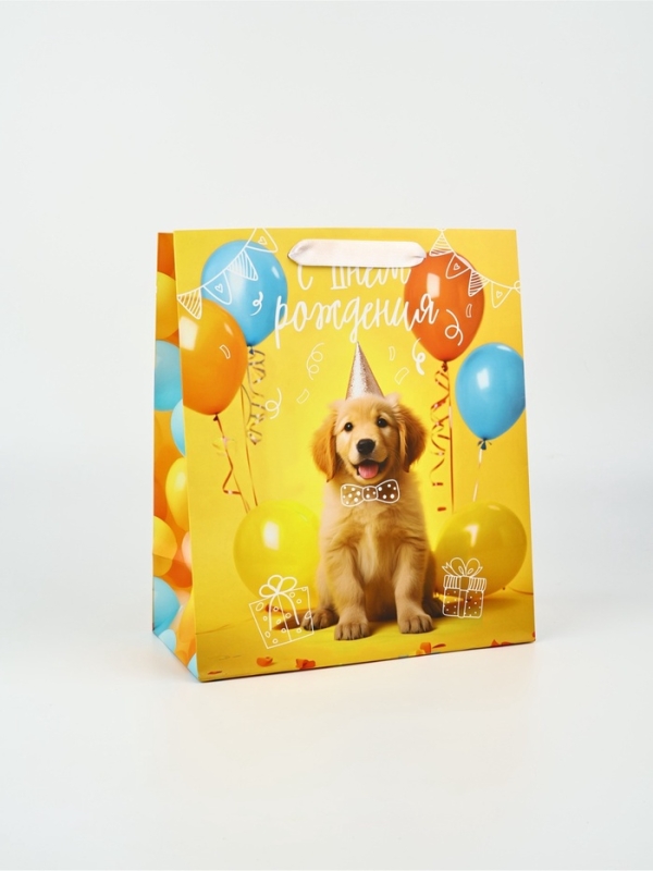Пакет ламинированный вертикальный «С Днём рождения», ML 23 × 27 × 11,5 см