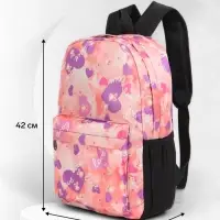 Рюкзак школьный на молнии, с карманами, с рисунком, размер 30&times;13&times;42 см, розовый