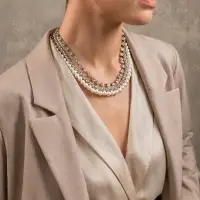 Чокеры &laquo;Стиль&raquo;, набор 3 шт. бусины №8, со стразами, тянется, 35 + удлинитель 5 см, белый в серебре