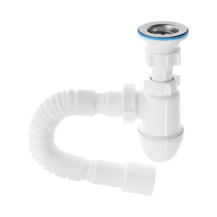 Сифон для мойки &laquo;АНИ Пласт&raquo; C0115, 1 1/2" &times; 40 мм, нерж решетка d=70 мм, с гофрой 40&times;40/50 мм