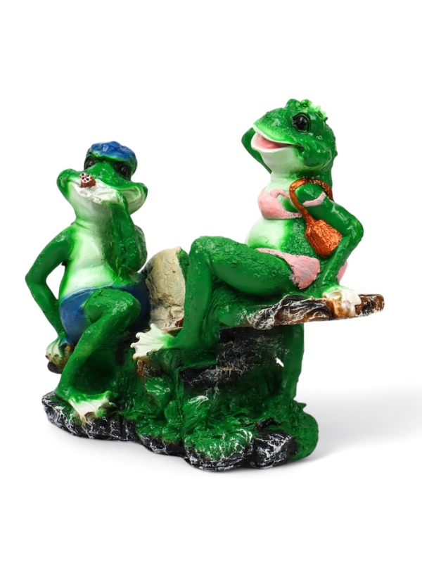 Садовая фигура из полистоуна «Лягушки на качелях», 37×17×38 см