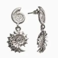 Серьги металл "Ракушки", цвет серебро