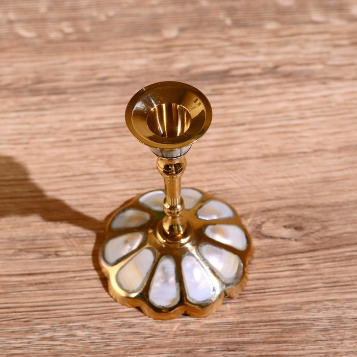 Подсвечник "Грация" латунь, перламутр 10 см