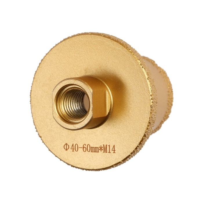 Коронка алмазная ТУНДРА, для УШМ, для отверстий под слив, по плитке, мрамору, 40/60 мм, М14   993530 Коронка алмазная ТУНДРА, для УШМ, для отверстий под слив, по плитке, мрамору, 40/60 мм, М14   993530