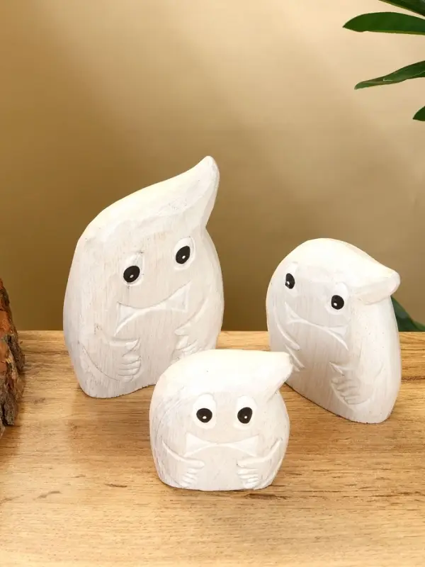 Набор сувенирный  Набор сувенирный "Привидения" дерево H 12, 9, 7 см, цв. светло-серый