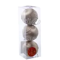 Ёлочные игрушки &laquo;Бамби&raquo;, шары новогодние, d=8 см, 3 шт. золото