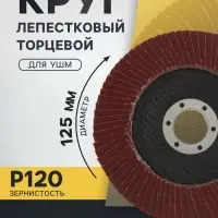 Круг лепестковый торцевой ТУНДРА, 125&times;22 мм, Р120