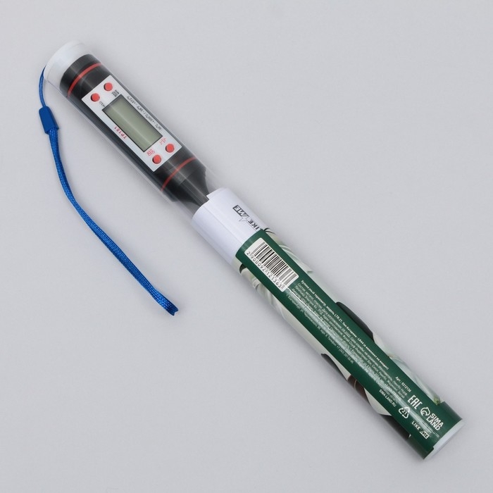 Термометр (термощуп) электронный на батарейках «Живи со вкусом», чёрный.