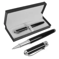 Ручка подарочная Calligrata &laquo;Классика&raquo;, шариковая, в футляре кожзам, корпус чёрный с серебристым