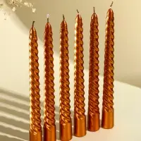 Набор свечей витых, 1.9&times;20 см, 6 шт., кофейно-золотой металлик