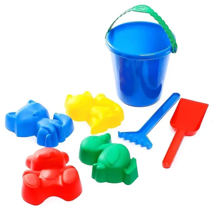 Набор игрушек для песочницы: ведёрко, 4 формочки для песка, грабли, лопатка, МИКС