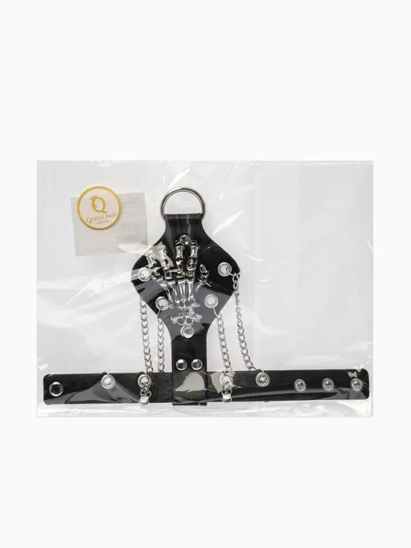 Браслет кожаный унисекс &laquo;Слейв. Скелет&raquo;, L=21.5 см, чёрный с серебром