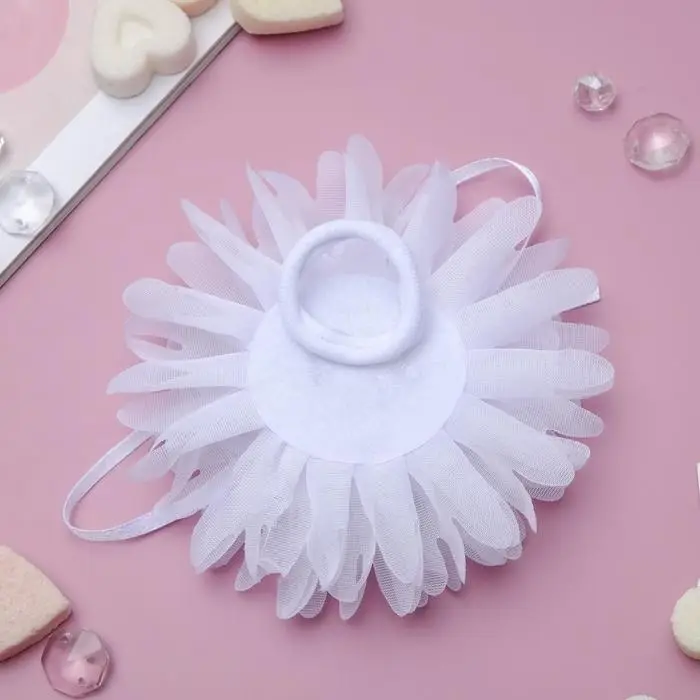 Резинка для волос бант "Школьница" шлейф,  d-10 см, белый