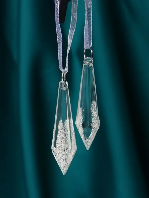 Украшение ёлочное Украшение ёлочное "Льдинка" (набор 2 шт) сосулька грани, 6,5х1 см, прозрачный