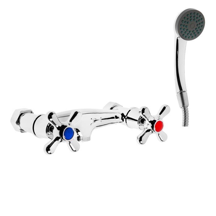 Смеситель для душа ZEIN Z80350153, кран-букса латунь 1/2 Смеситель для душа ZEIN Z80350153, кран-букса латунь 1/2", с душевым набором, хром