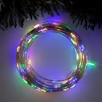 Гирлянда &laquo;Нить&raquo; 20 м, роса, IP20, серебристая нить, 200 LED, свечение мульти, 12 В