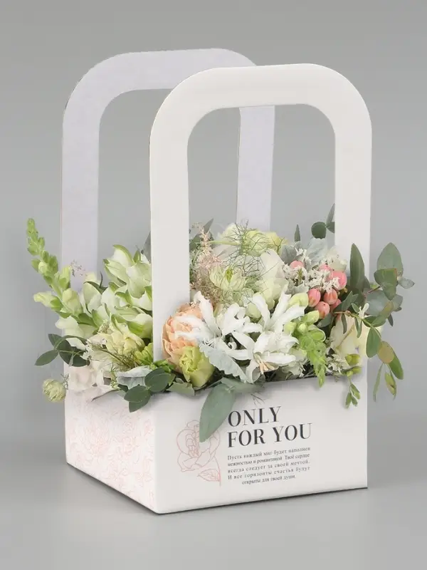 Коробка - переноска для цветов &laquo;Цветы&raquo;, 12&times;12&times;22 см