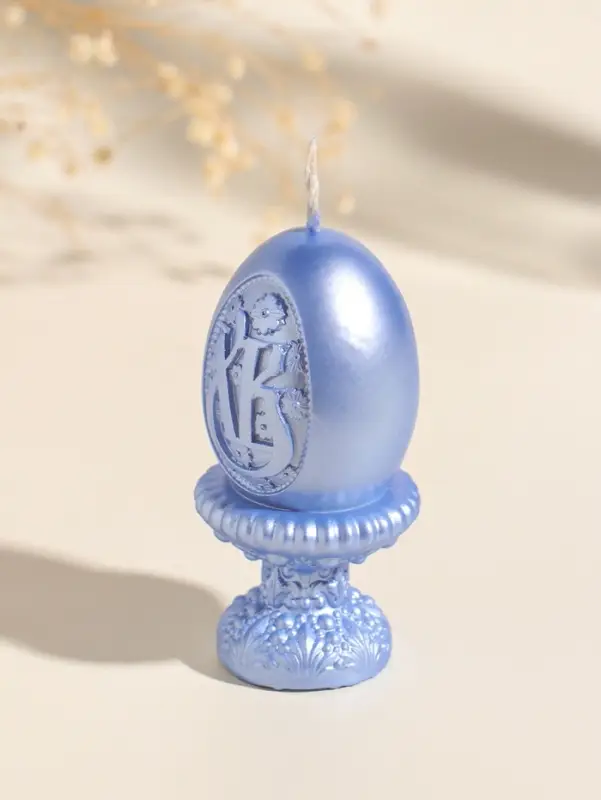 Свеча пасхальная "Яйцо на подставке ХВ" 5х9 см, лак, небесно-голубой