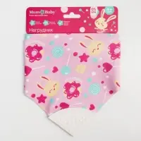 Нагрудник-бандана/слюнявчик для кормления M&B &laquo;Крутышка&raquo; непромокаемый с прорезывателем, на кнопке МИКС