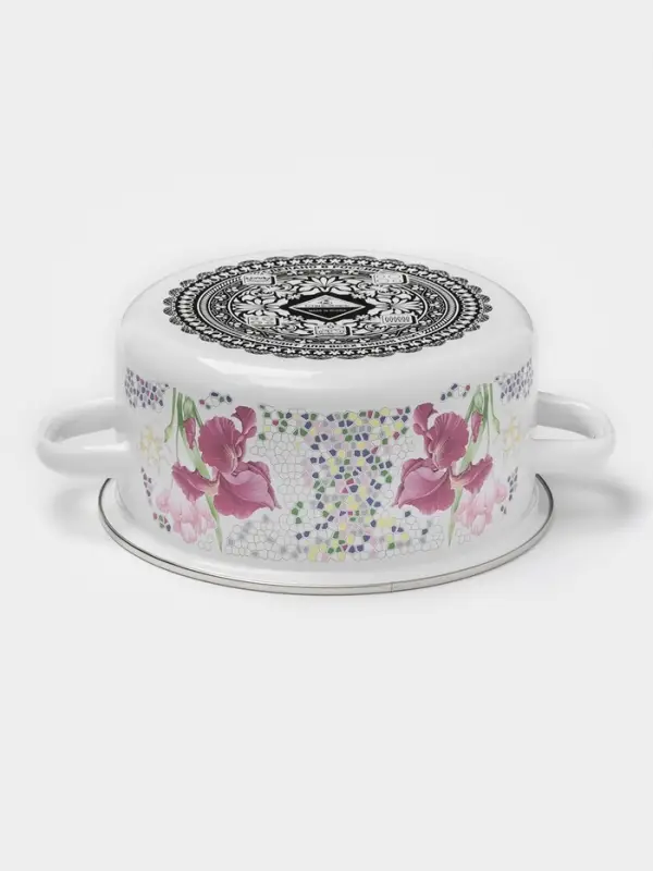 Кастрюля эмалированная &laquo;Мозаика&raquo;, 3 л, d=20 см, индукция, белая