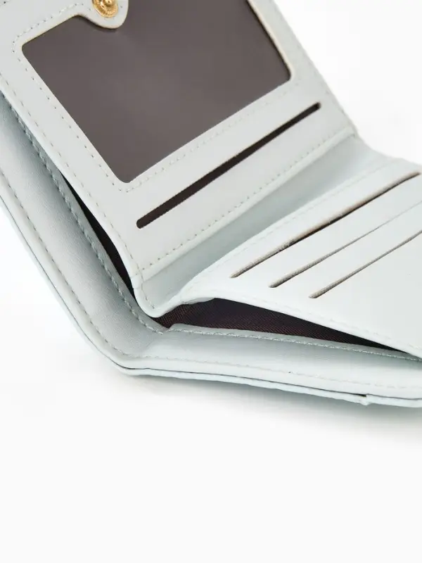 Кошелёк женский на кнопке, 12.5&times;2&times;9 см, однотонный, комбинированный, светло-голубой