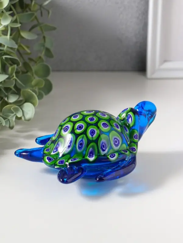 Сувенир стекло "Черепашка калейдоскоп" под муранское стекло 10,5х13,5х7 см