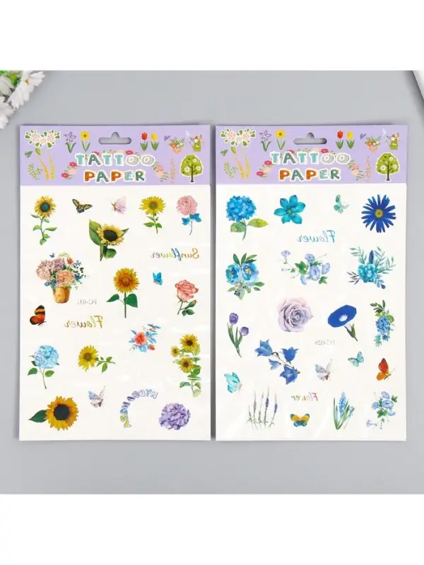 Переводные тату на тело цветные «Цветочные бутоны», 24×14.5 см, МИКС