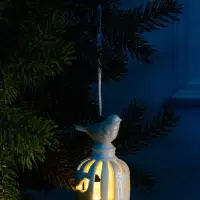 Подвеска светодиодная &laquo;Птичка&raquo;, 5.8&times;5.8&times;11 см, 1 LED, керамика, от батареек LR44&times;2, свечение тёплое белое