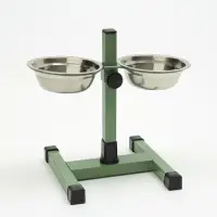 Подставка с мисками, 2&times;1 л, высота 40 см, разборная, зелёная