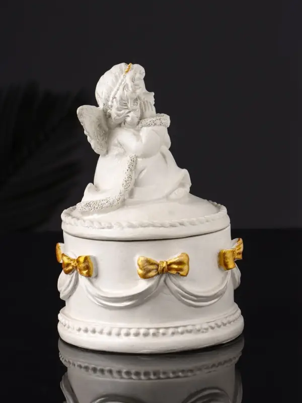 Шкатулка с бантами Шкатулка с бантами "Ангел " 12х9 см, перламутр