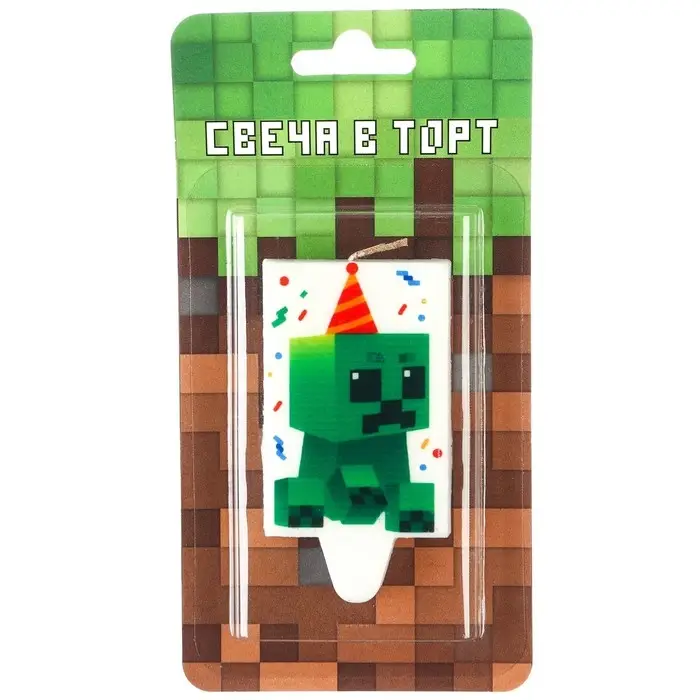 Свеча в торт Свеча в торт "С Днем Рождения!", Майнкрафт. 4,5х8,4 см