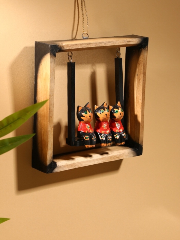 Сувенир интерьерный Сувенир интерьерный "Кошки на качелях" дерево 19х19 см