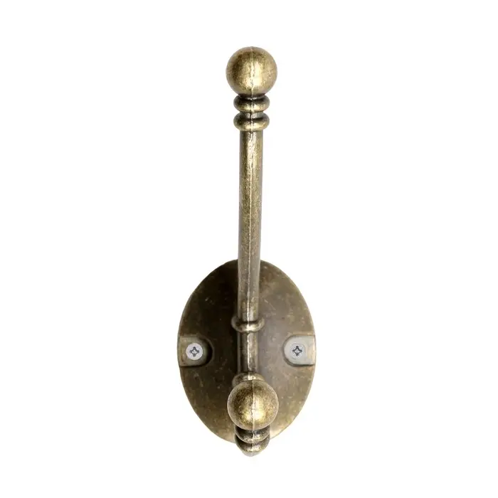 Крючок мебельный ТУНДРА TKd=020, двухрожковый, бронза, 50 шт.