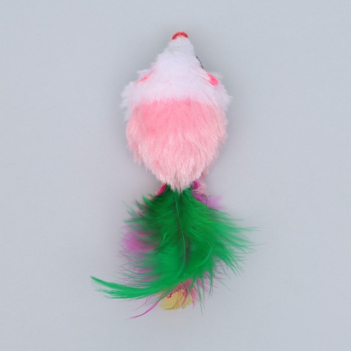 Игрушка для кошек  Игрушка для кошек "Малая мышь" с перьями, 5 см, фасовка 50 шт