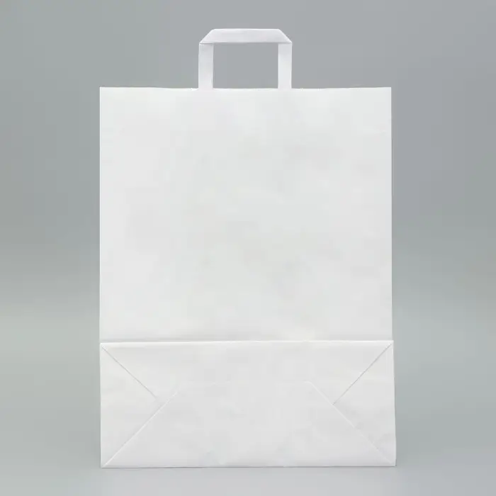 Пакет крафт без печати, белый, плоская ручка 35×15×45 см
