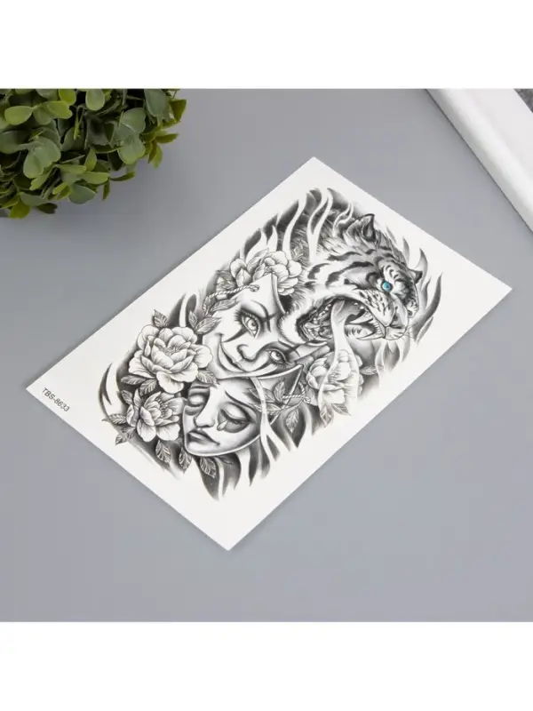 Переводная тату на тело чёрная &laquo;Театр&raquo;, 12&times;19 см