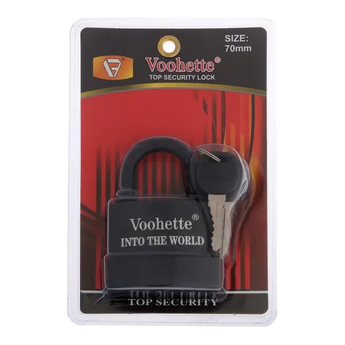 Замок навесной, 70 мм, медный цилиндр, влагозащищенный, короткая дужка, 3 ключа МИКС