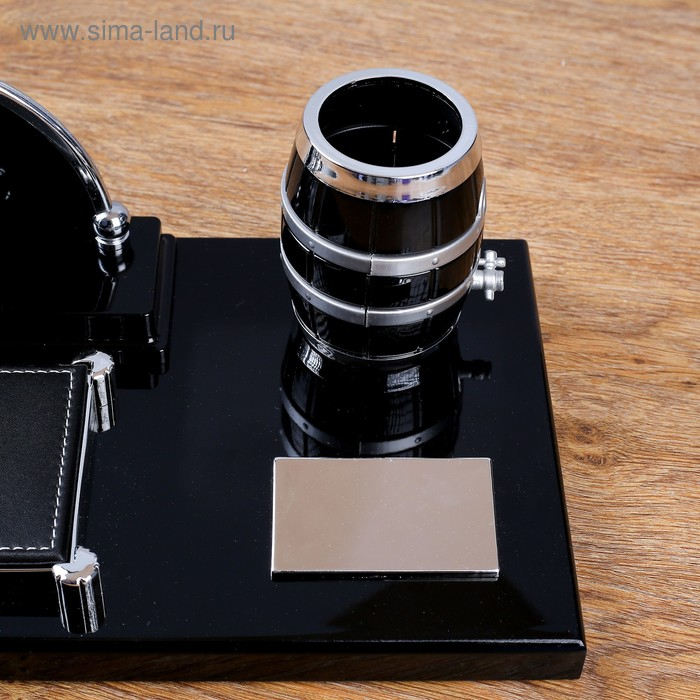 Набор настольный 4в1 с визитницей и часами, 34х17х13 см Набор настольный 4в1 с визитницей и часами, 34х17х13 см